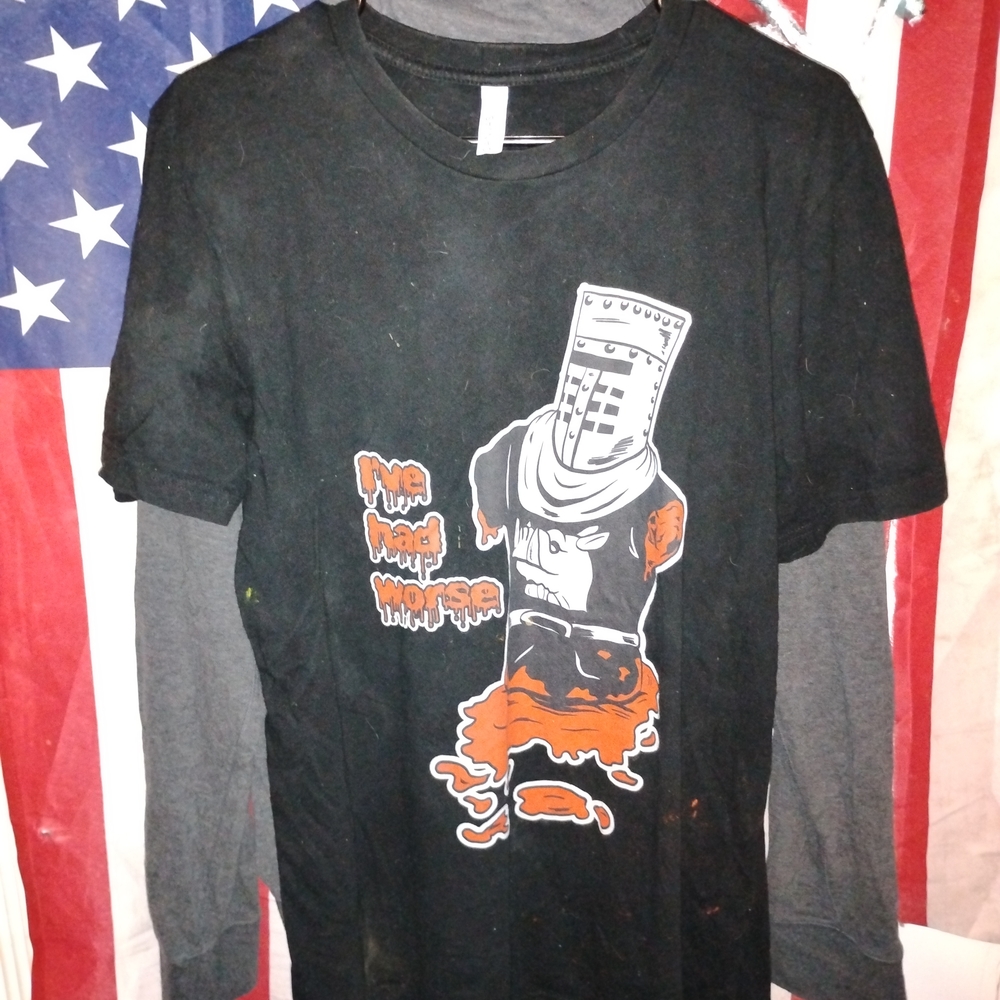 Black Graphic Tee with Knight Design